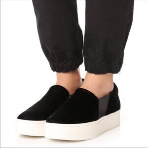 Vince Women's Warren Sneaker Black Suede Platform Size 7.5